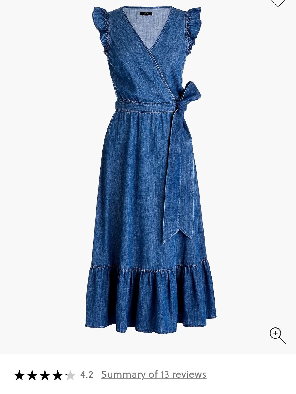 J. Crew Blue Denim Wrap Midi Dress